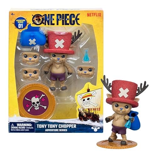 One Piece Tony Tony Chopper 4″ (10 cm) Action Figure with 6 Accessories. Includes Swappable Facial Expressions, Medical Bag, Medical Vial, and Berry Coin Display Base - Image 1