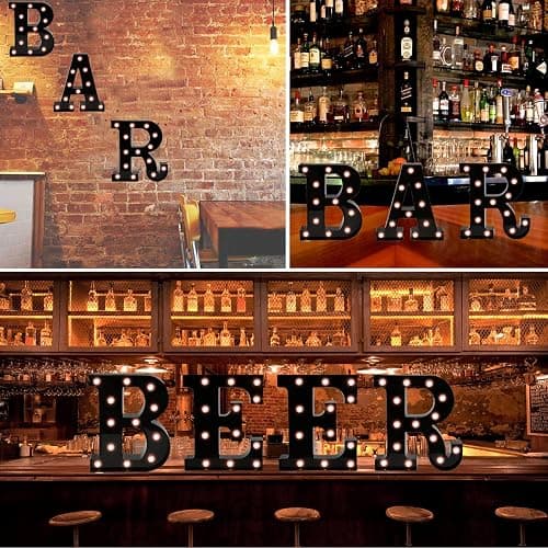 OYCBUZO Light Up Black Alphabet Marquee Letters Sign LED Marquee Number Lights Sign for Night Light Home Bar Christmas Lamp Birthday Party Wedding Decoration T thumbnail 4