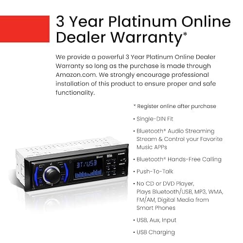 BOSS Audio Systems 616UAB Car Stereo With Bluetooth - Single DIN, MP3, USB, Aux-in, AM/FM, No CD DVD Player thumbnail 3