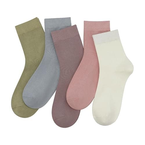 SERISIMPLE Women Thin Viscose Bamboo Socks Crew Lightweight Above Ankle Casual Dress Sock For Ladies Bootie Trouser 5 Pairs - Image 1