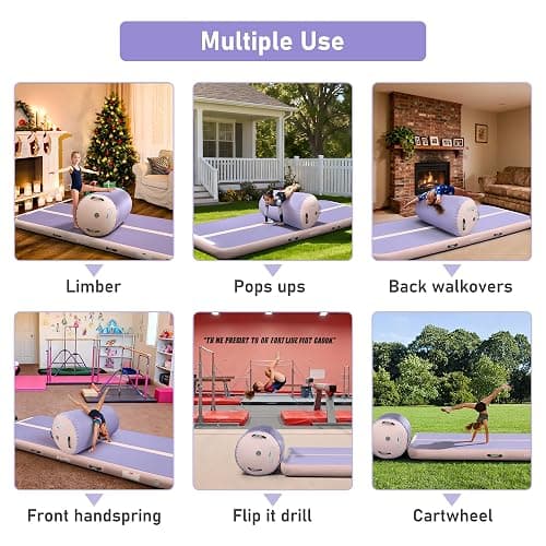 Wauffua Inflatable Gymnastics Mat with Tumbling Air Barrel Roller for Home | 10/13 ft Tumble Track, 3.3 ft x 2 ft Octagon Mat for Gym, Without Pump thumbnail 2