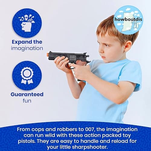 Cap Plastic Pistol Toy Gun for Kids - (2) Pistols per Order - Kid Safe for Action Fun - Birthdays, Holidays, Prizes, Costume Accesory thumbnail 5