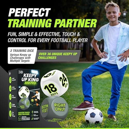 2pc Football Keepy up training Dice Equipment for Kids makes practice fun with exciting games indoors or outdoors toys age 8–12 perfect football gifts and unique birthday presents for boys and girls thumbnail 5