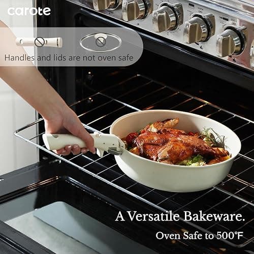 CAROTE 19pcs Pots and Pans Set Non Stick, Detachable Handle Cookware | Kitchen Cooking Sets, Space Saving, Dishwasher & Oven Safe, Non-Toxic, for Camping/RV/Traveling, Cream White thumbnail 4