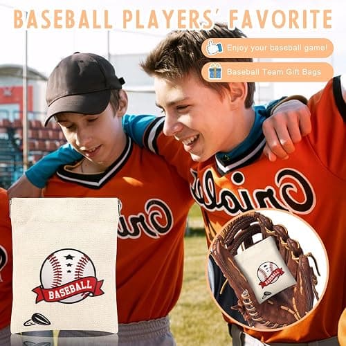 DOSTATNI Baseball Snack Bags Baseball Treat Bags Mini Storage Bag Canvas Favor Bag Squeeze Top Portable Base Ball Team Gift for Birthday Game (1) thumbnail 6