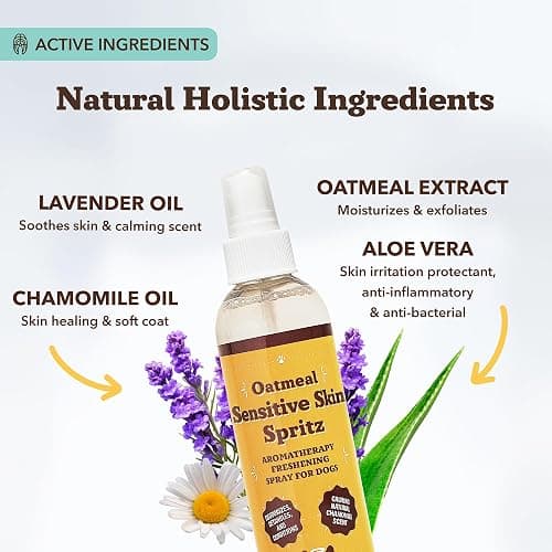Natural Dog Company Sensitive Skin Deodorizing Spray 8 oz – Hypoallergenic Neutral-Scent Dog Spritz with Aloe, Oatmeal & Lavender – Free of Sulfates, Parabens & Artificial Fragrance thumbnail 5