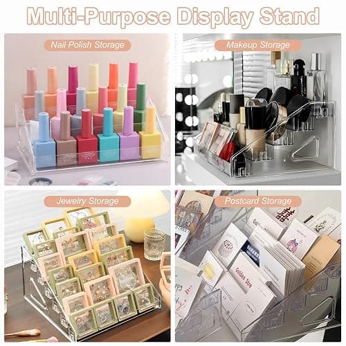 SUTOKAKA 3-Tier Acrylic Nail Polish Organizer Stand for Perfume & Cosmetic | Clear storage rack, multi-purpose holder for makeup, paint bottles & essential oils, for home, nail salon, or art studio thumbnail 4