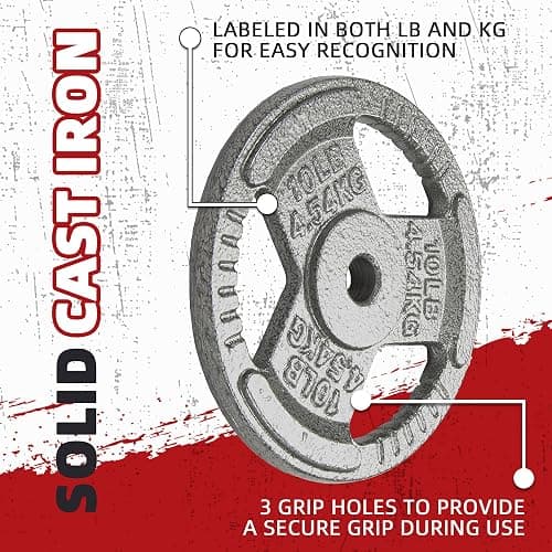 Cast Iron 1-Inch Standard Weight Plate for Strength Training & Weightlifting, Multiple Weights Available thumbnail 3