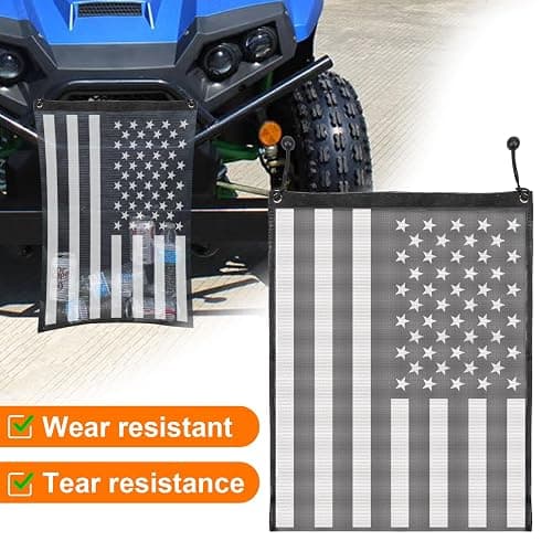 Telimocy UTV ATV Mesh Trash Bag,Universal UTV Trash Storage Sack Compatible With Polaris RZR,Can-Am,CFmoto,Teryx,Kawasaki,Golf Cart,Arctic Cat (American Flag) thumbnail 3