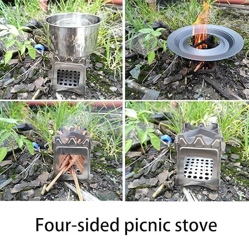 Toguma Small Portable Wood Burning Camping Stove Foldable Backpacking Stove Stainless Steel Camping Stove Outdoor Cooking Stove for Outdoor Hiking Traveling BBQ (Silver) thumbnail 7