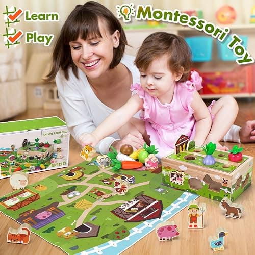 Montessori Wooden Sensory Toddler Toys: Toy for 1 Year Old Boys Girls Birthday Gifts | 1st One First Birthday Gift for 1 Year Old Girl Boy, Educational Learning Toy for 1-2 Year Old Fine Motor Skills thumbnail 2