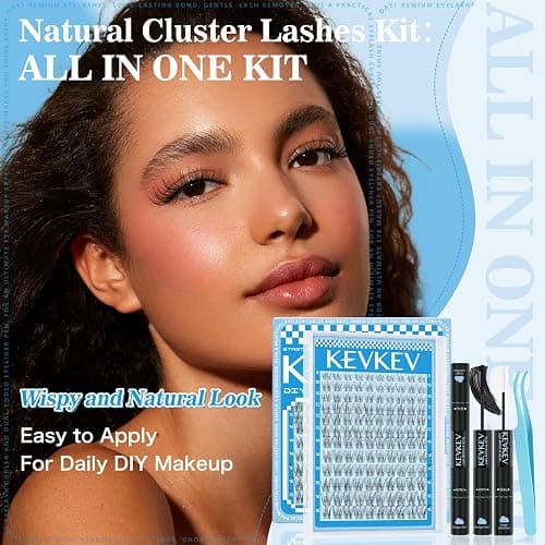 Wispy Lash Clusters Kit Venus Invisible Thin Band Natural Eyelash Clusters 8-16mm Lash Extension Kit Mix Length Clear Band Natural Look Cluster Eyelash Extensions With Lash Bond DIY Lash At Home thumbnail 4