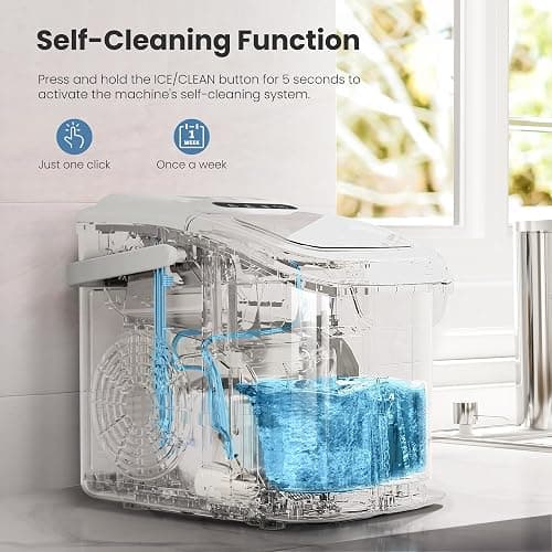 Crzoe Ice Makers Countertop with Handle, 2 Sizes of Ice, 8 Bullet Ice Cubes in 6 Mins, 26Lbs/24H, Portable Ice Maker with Self-Cleaning, Ice Machine for Home&Kitchen&Office&Party thumbnail 3