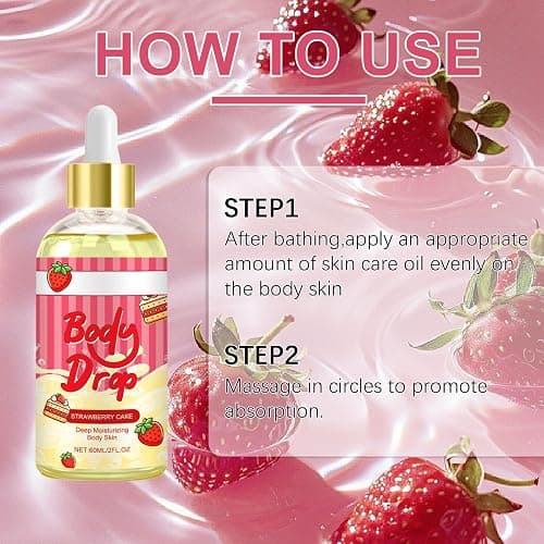 BlueBouff Body Juice Oil Strawberry Shortcake, Strawberry Pound Cake Body Oil Scented, Hydrating and Moisturizing for All Skin Types(60ML/2PCS) thumbnail 4