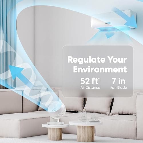 IRIS USA WOOZOO Desk Fan with Remote, 360° Oscillating Table Air Circulator, 3 Speeds, 52ft Max Air Distance, Adjustable Tilt, 13 Inches, Low Noise Motor, Small Fan for Bedroom, Office, Dorm, White - 52 ft. Air Flow - 360 Tilt - White thumbnail 5