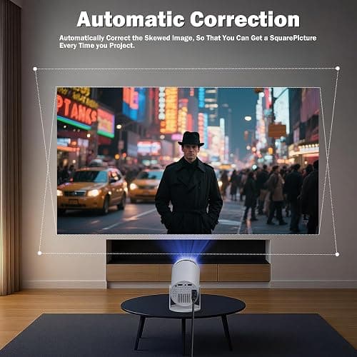 WellSonic Mini Projector Support 4K, 200 Ansi Outdoor & Home Movie Portable Projector with Wifi6 and 5.0 Bluetooth, Automatic Keystone Correction, 180°Rotatable, Compatible with HDMI USB PC Laptop thumbnail 3