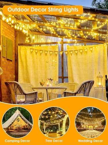 66Ft 200 LED Fairy Lights Plug in, Waterproof String Lights Outdoor & Indoor 8 Modes Christmas Light Bedroom Decor, Timer Twinkle Lights for Girl's Room Garden Party Christmas Decorations (Warm White) thumbnail 7