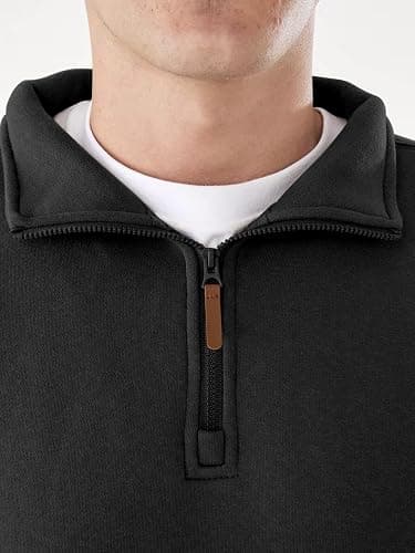 PLEPAN Mens Quarter Zip Pullover Fleece Sweatshirt Casual Mock Neck Sweater Polo Long Sleeve thumbnail 5