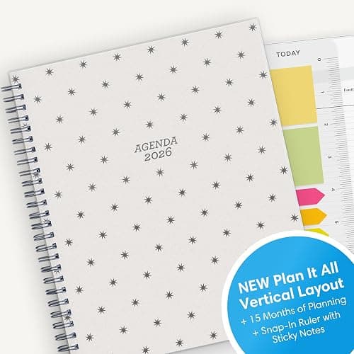 Blue Sky 15 Month 2026 Weekly and Monthly Planner Calendar, October 2025 - December 2026, 7" x 9", Flexible Cover, Durable Twin Wire Binding, Laminated Tabs, Includes Ruler & Sticky Notes, Parisa thumbnail 6