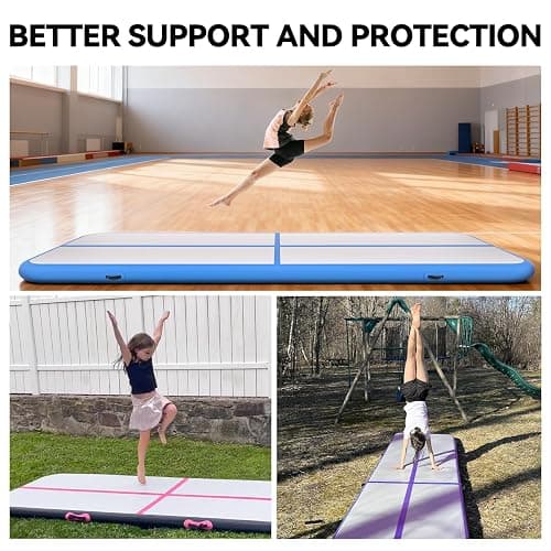KIKILIVE Inflatable Air Gymnastics Tumbling Mat 6ft 10ft 13ft 16ft 20ft, Air Tumble Track Mat 4/8 inches Thickness with Electric Air Pump for Home Use Training Cheerleading Yoga Water Beach Park thumbnail 2