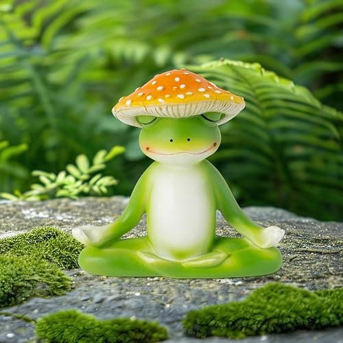 CYjorkbgg Meditation Frog Resin Statue - Yoga Meditation Frog Statue for Desk Living Room Resin Figurine for Home Patio Office Decoration Cute Plant Statues for Tabletop Garden Office Backyard Decor thumbnail 5
