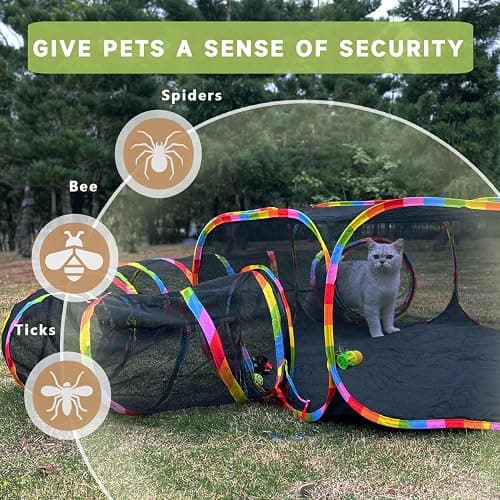 Outdoor Cat Enclosures, Cat Playground Portable Mesh Tent, Outside Circle Playpen Tunnel for Kitty, Rabbit, Puppy and Small Animals thumbnail 3
