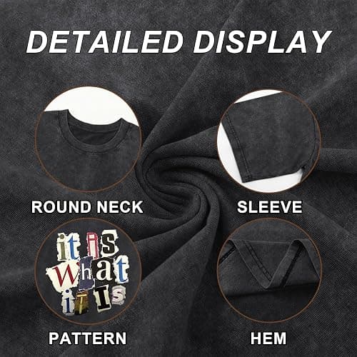 Zoemghc Men's Graphic Tees Funny Letter Print Vintage Oversize T Shirts Acid Wash Shirt Streetwear Rapper Casual Tee Top thumbnail 6