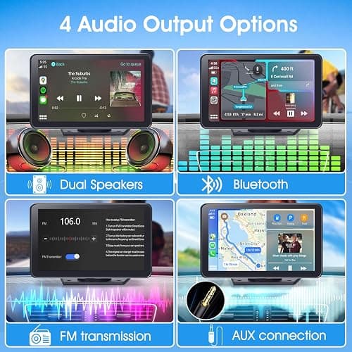 Portable Wireless Carplay Car Stereo, 7" HD Touchscreen for Car with Apple CarPlay & Android Auto with Backup Camera/Mirror Link/Voice Control/Bluetooth/GPS/AUX/FM Satellite Radio for All Vehicles thumbnail 5