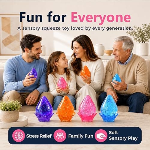 Dream Glitter Drop Squishy, Sugar Droplet Squishy Stress Ball, Water Drop Fidget Toy, Raindrop Squishy Sensory for Anxiety Relief, Slow Rising Squeeze Toy Gift for Birthday (Glitter Blue) thumbnail 6