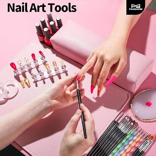 FANDAMEI Nail Art Brushes, Nail Brush Set With Nail Stand, Nail Holder For Painting Nails, Nail Art Tools, Nail Design Tools, 11PCS Nail Brushes For Nail Art, 5PCS Nail Dotting Tool, Nail Art Palette thumbnail 8