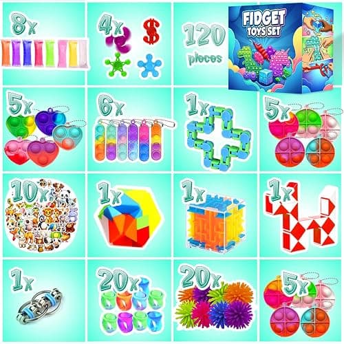 Fidget Toys, 120 Pack Party Favors for Kids 8-12 4-8, Sensory Toy for Autism Autistic Anxiety Children Boys Girls, Classroom Treasure Box Prizes Pinata Stocking Stuffers Gifts Carnival ADHD thumbnail 4