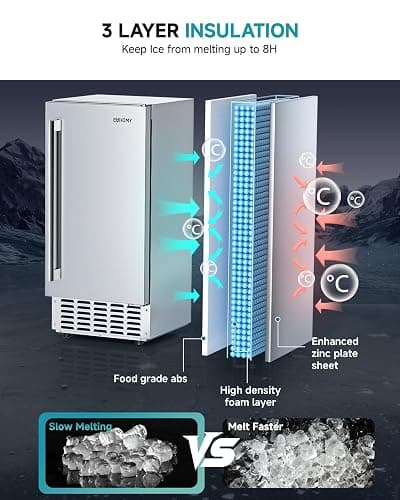 EUHOMY Under Counter Nugget Ice Maker Machine, 70Lbs/Day, Bulit-in Freestanding Ice Maker with Double Ice Baskets, Self-Cleaning & 24H Timer Ice Machine, for Home Use(Silver) thumbnail 5