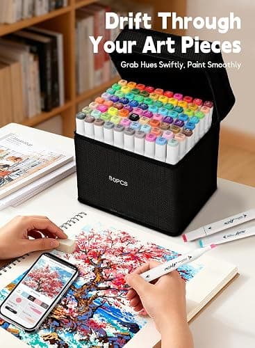Brled 262 Colours Alcohol Markers with Free App, ‎Chisel Tip and Fine Tip Colouring Pens for Adults, Alcohol-Based Markers for Artists, Art Markers for Painting, Coloring, Sketching and Drawing thumbnail 6
