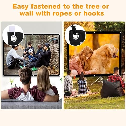Taotique Projector Screen 72 inch, Movie Projector Screen 16:9 HD Foldable and Portable Anti-Crease Indoor Outdoor Projection Double Sided Video Projector Screen for Home, Party, Office, Classroom thumbnail 6