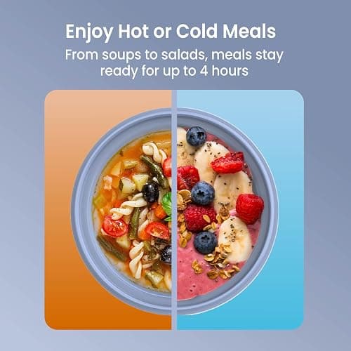 Bentgo Bowl - Insulated Leak-Resistant Bowl with Snack Compartment, Collapsible Utensils and Improved Easy-Grip Design for On-the-Go - Holds Soup, Rice, Cereal & More - BPA-Free, 21.2 oz (Slate) thumbnail 4