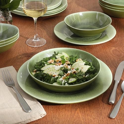 Gibson Home Casper Court 16-Piece Melamine Dinnerware Set – Green Reactive Glaze Look Plates and Bowls, Service for 4 – Top Rack Dishwasher Safe Everyday Dining Set thumbnail 6