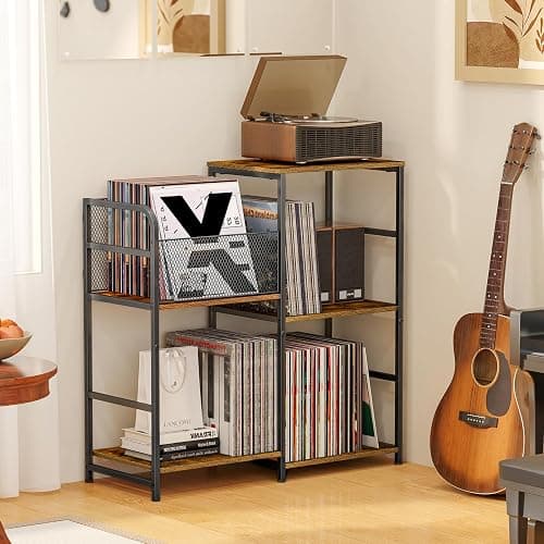 ThreeHio Record Player Stand, Turntable Stand with Vinyl Storage Holds up to 300+ Albums, Storage Cabinet for Vinyl Records, Record Player Table for Living Room thumbnail 4