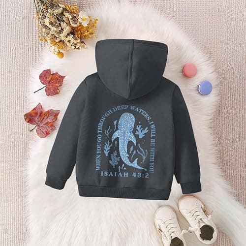 KEEVICI Cute Christian Hoodies For Girls Graphic Sweatshirt Whale Shark Kawaii Hoodie Kids Jesus Faith Bible Verse Pullover thumbnail 6