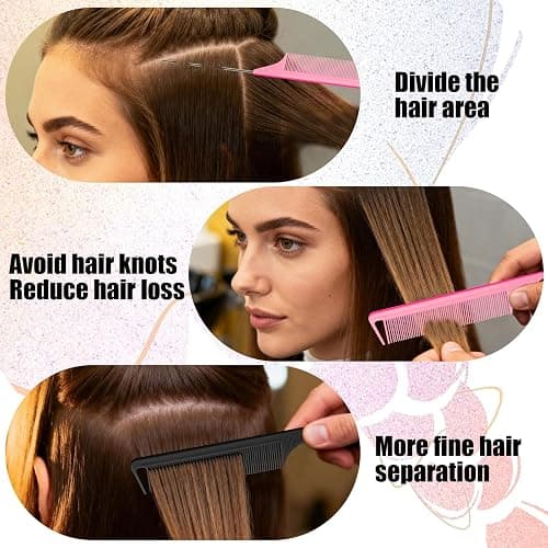 10pcs Rat Tail Combs Set,Salon Hair Stylists Metal Fine Tooth Combs thumbnail 4