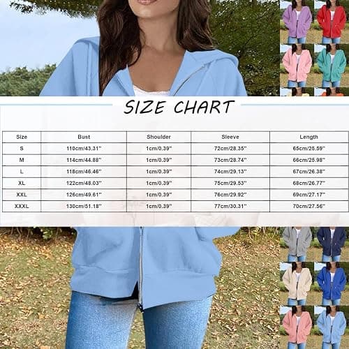 Zip Up Hoodies for Women Fall Hoodie Jacket Full Zip Sweatshirt Winter Coats 2025 Long Sleeve Y2k Jackets thumbnail 4
