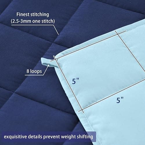 yescool Weighted Blanket for Adults (25 lbs, 60" x 80", Navy & Blue) Cooling Heavy Blanket for Sleeping Perfect for 240-260 lbs, Queen Size Breathable Blanket with Premium Glass Bead, Machine Washable thumbnail 5