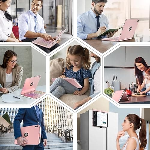 TQQ Hülle mit Tastatur für iPad A16 11 Generation 2025/10 Generation 2022(11/10.9 Zoll), mit Präzisions-Trackpad, Notebook-ähnlicher Tastatur mit 7-Farbige Hintergrundbeleuchtung, 360° Drehbar thumbnail 3