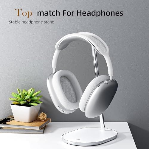BENKS Desktop Headphone Stand Universal Headset Holder Hanger Mount with Protective Silicone Pad, Gaming Headset Accessories, Compatible with AirPods Max, Beats, Bose, Sony and so on (White) thumbnail 2