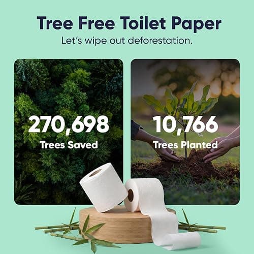 Save Trees Bamboo Toilet Paper - 12 Rolls Of Organic Toilet Paper, 3-ply, 300 Sheets Per Roll - PFAS Free, FSC Certified, Plastic Free, Vegan & Chemical Free Bamboo TP thumbnail 2