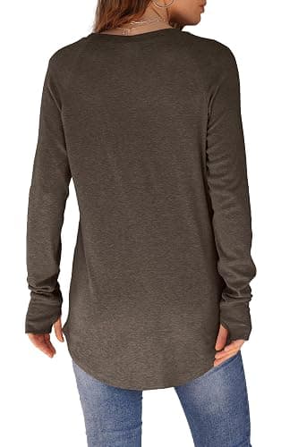 XIEERDUO Womens Tunic Tops to Wear with Leggings Long Sleeve Thumb Hole Shirts Crew Neck Curved Hem thumbnail 4