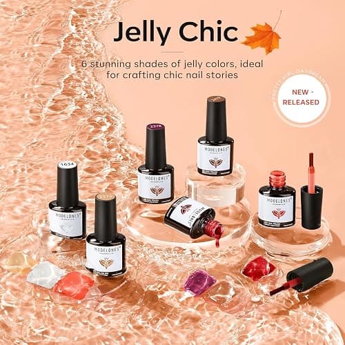 Modelones Gel Nail Polish, 6 Colors Jelly Gel Polish White Nude Brown Burgundy Red Gel Neutral Nail Art Design Translucent Gel Nail Kits Soak Off Manicure Salon DIY Girl Women Gift thumbnail 8