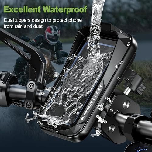 BTNEEU Support Telephone Moto Etanche 360° Rotation Support Smartphone Moto Anti Vibration Support Téléphone Scooter avec Ecran Tactile Porte Moto Retroviseur pour Téléphone Jusqu'à 7,0" (Noir C) thumbnail 2