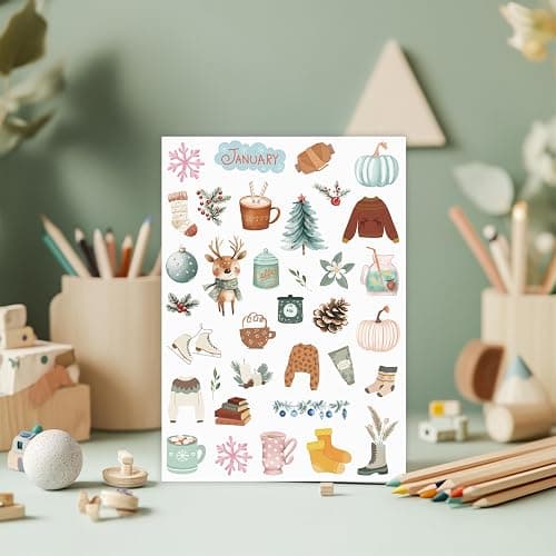 Slapaflife Planner Stickers (24 Page, 1000+ Stickers, Multicolor, Paper, Vintage Style, Holiday & Seasonal Themed, Planner & Scrapbook Accessories) thumbnail 9