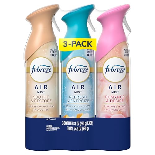 Febreze Air Mist, Air Freshener, Odor Fighting Room Spray, Deodorizer for Home Bathroom Kitchen Office Apartment, Soothe & Restore, Refresh & Energize, Romance & Desire Variety Pack, 8.1oz (Pack of 3) thumbnail 10