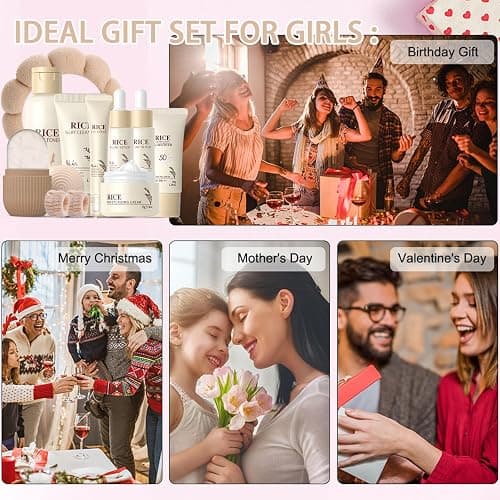 Rice Skincare Set for Teen Girl Gifts Birthday - Skin Care for Teens 10-12 - Hydrating Skin Care Routine Kit for Women - Gifts Birthday Facial Kit for Women - Skin Care Set with Cleanser,Serum thumbnail 7